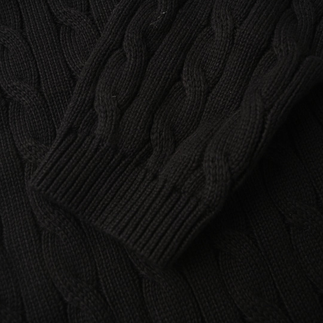 Loewe Anagram Cable Knit Cardigan in "Black"