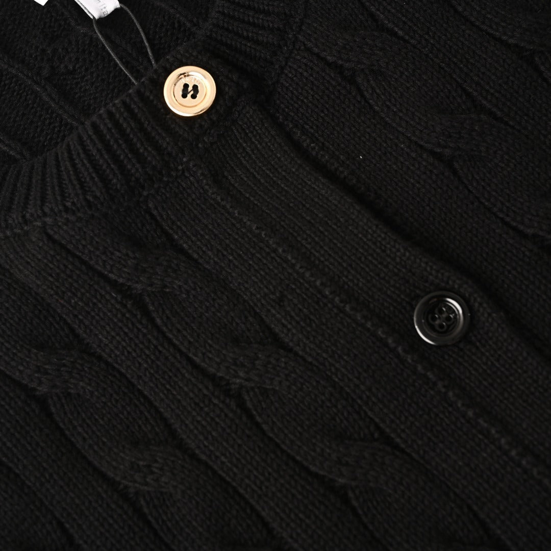 Loewe Anagram Cable Knit Cardigan in "Black"