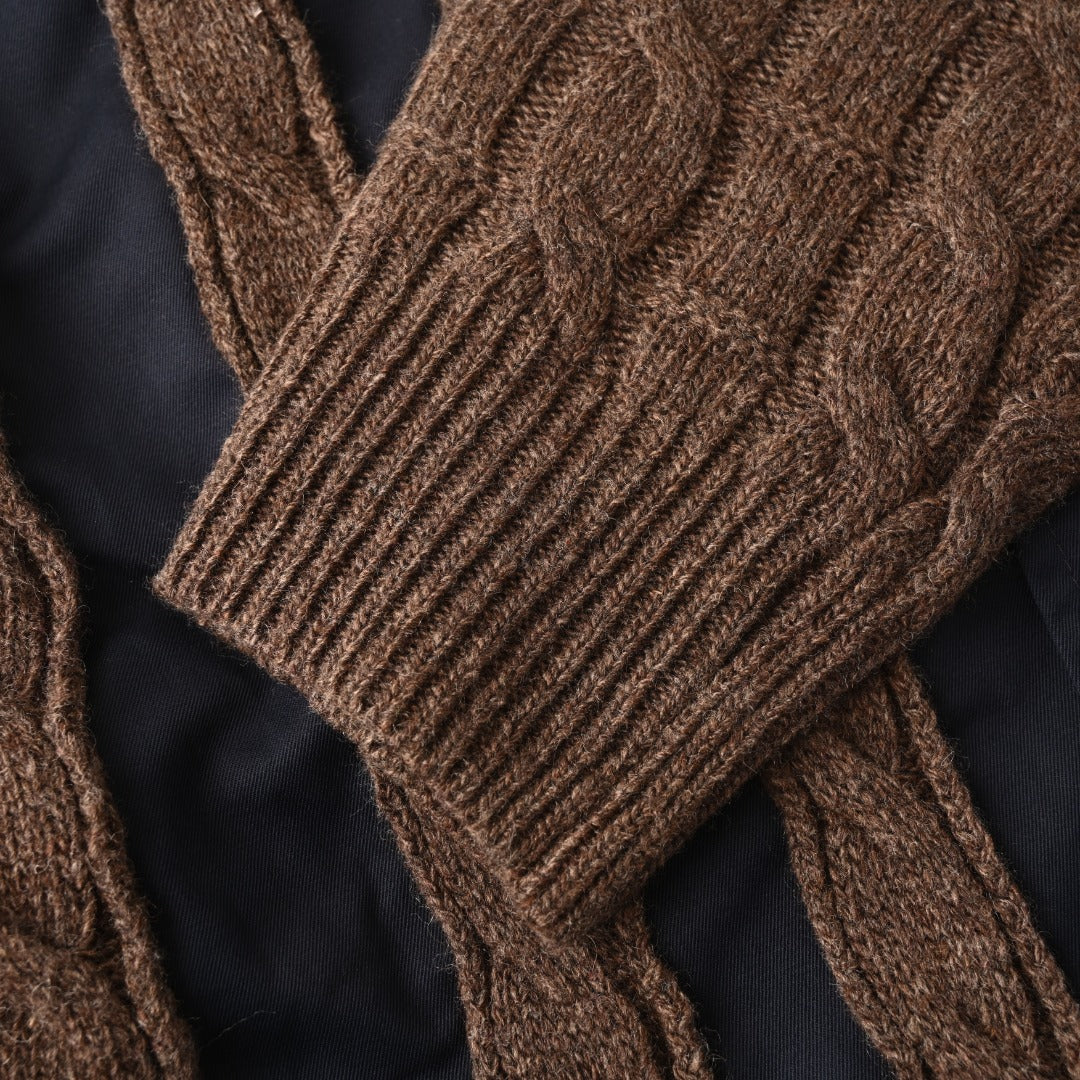 Loewe Anagram Cable Knit Panel Shirt in "Navy & Brown"