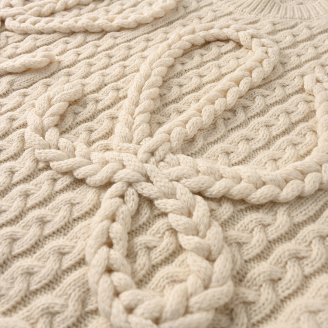 Loewe Anagram Cable Knit Vest in "Cream White"