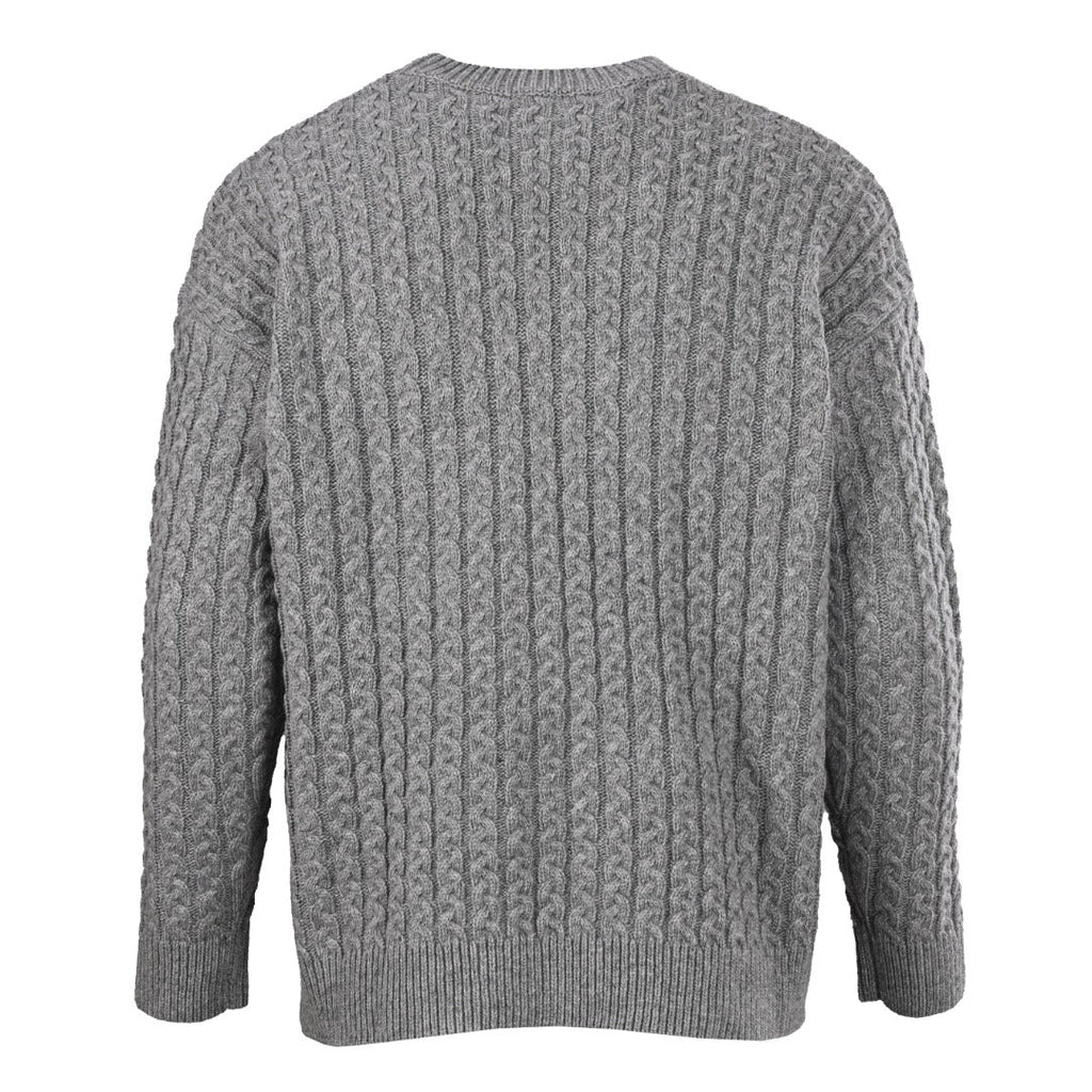 Loewe Anagram Cable Knit Sweater in "Heather Grey"