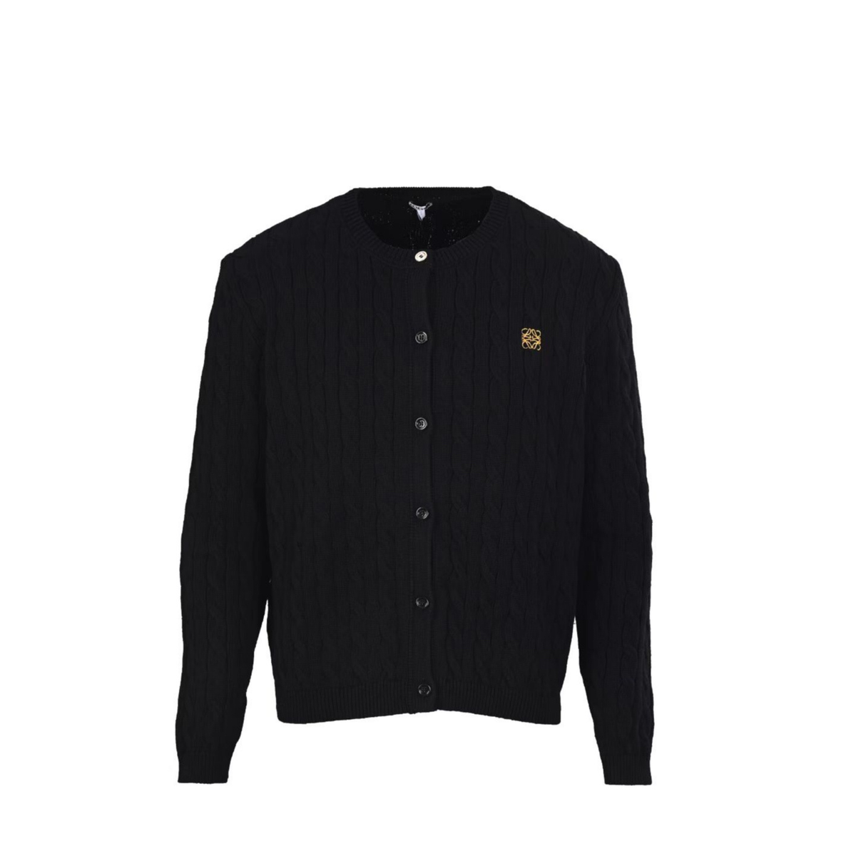Loewe Anagram Cable Knit Cardigan in "Black"