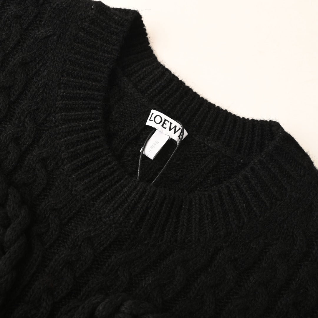 Loewe Anagram Cable Knit Vest in "Black"
