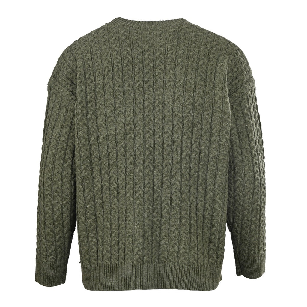 Loewe Anagram Cable Knit Sweater in "Olive Green"