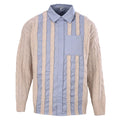 Loewe Anagram Cable Knit Panel Shirt in "Light Blue & Beige"