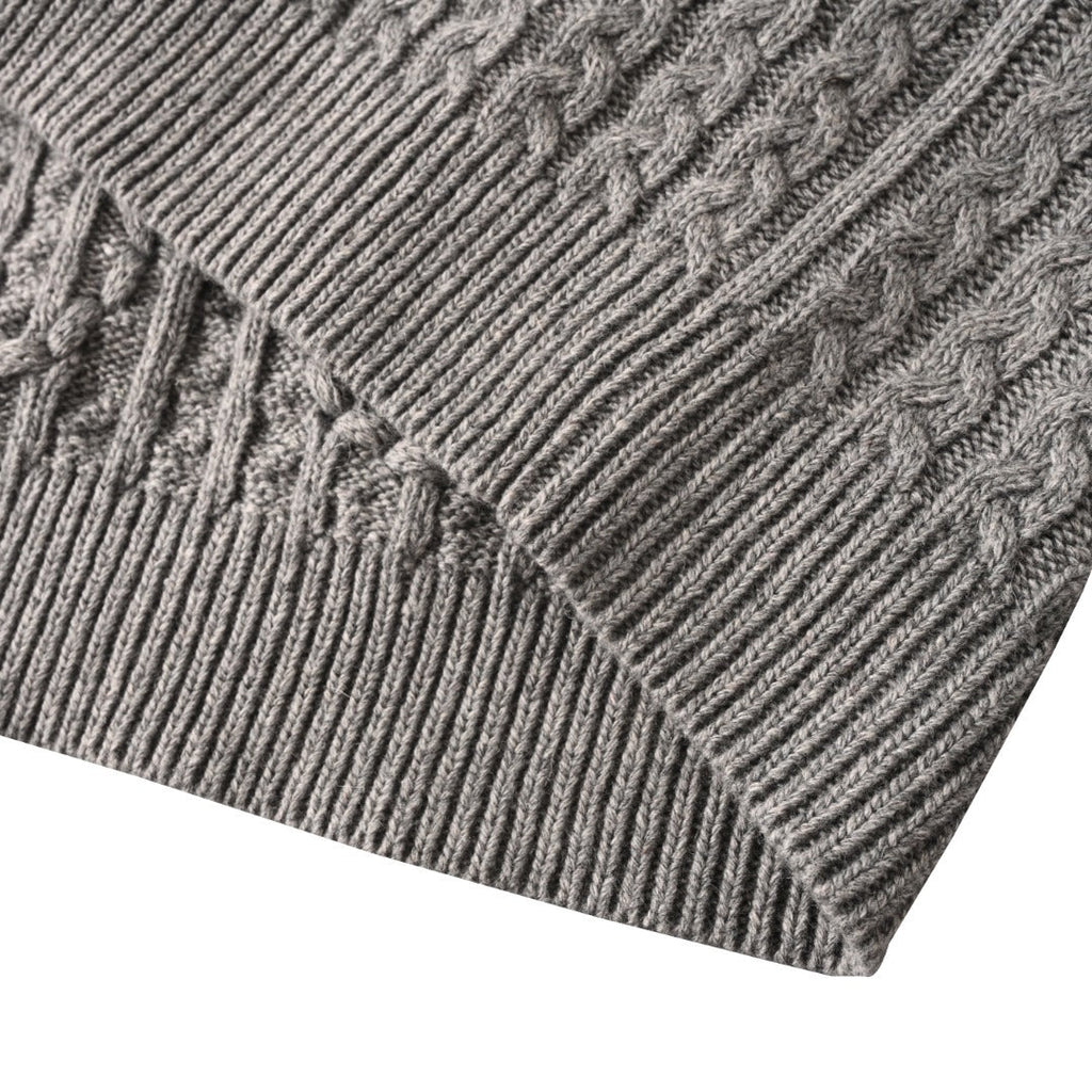 Loewe Anagram Cable Knit Sweater in "Heather Gray"