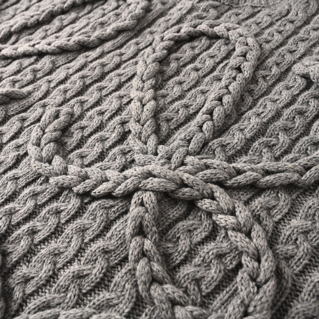 Loewe Anagram Cable Knit Sweater in "Heather Gray"