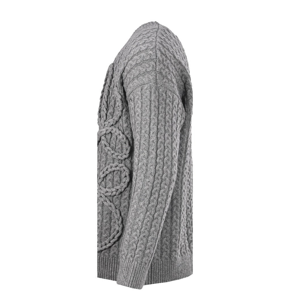 Loewe Anagram Cable Knit Sweater in "Heather Gray"