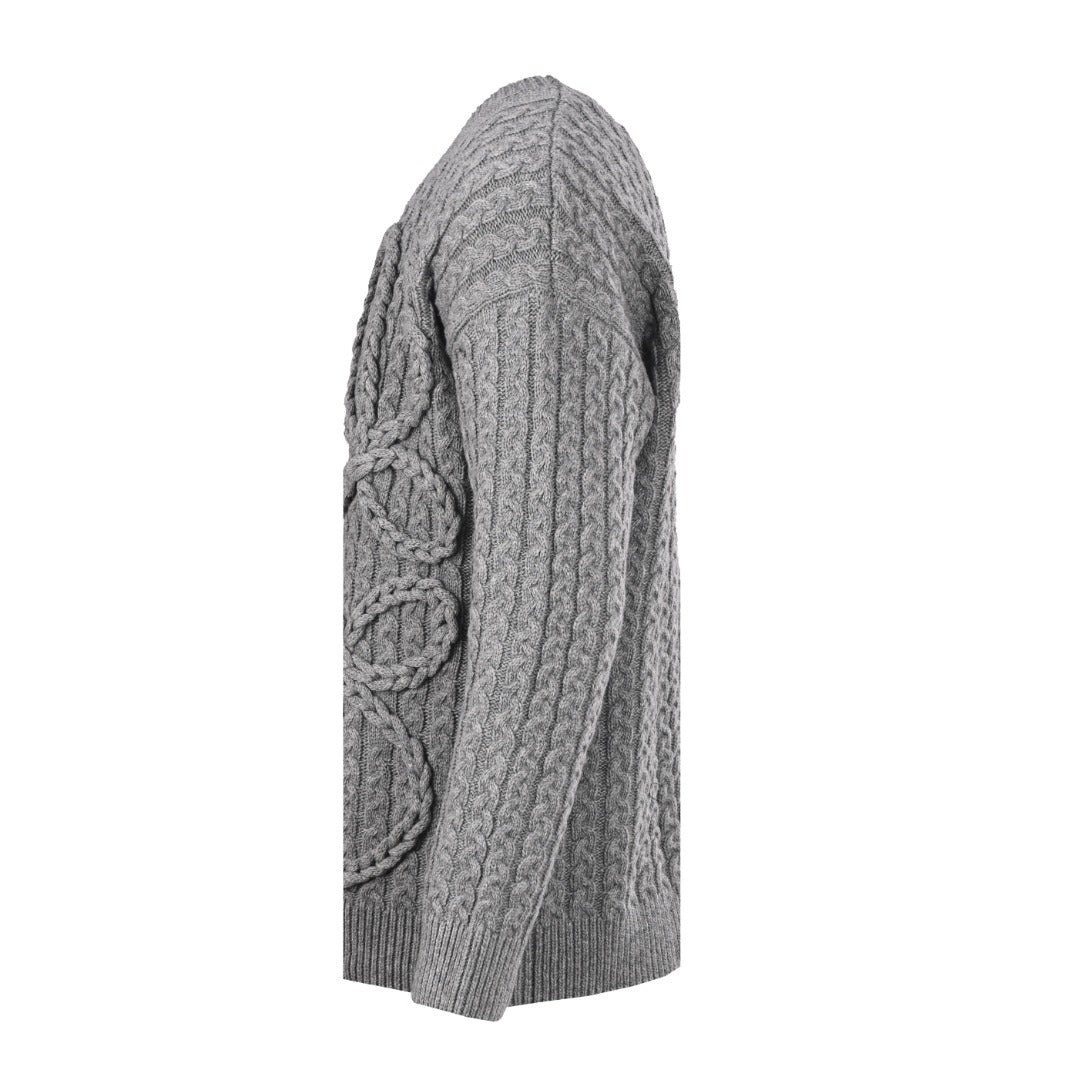 Loewe Anagram Cable Knit Sweater in "Heather Gray"